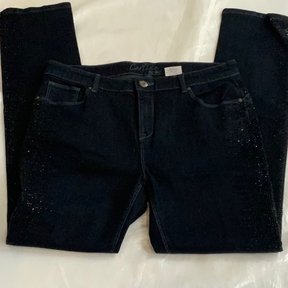 Cartise Black Jeans w Rhinestone Tuxedo Stripe 14